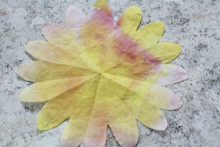 colored coffee filter flower