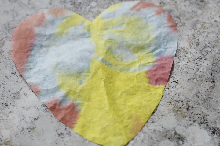 coloured coffee filter heart