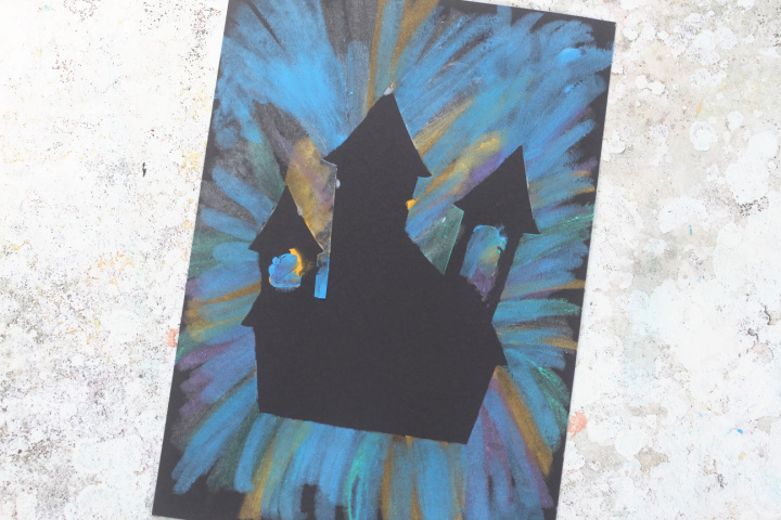 resist art haunted house craft for kids