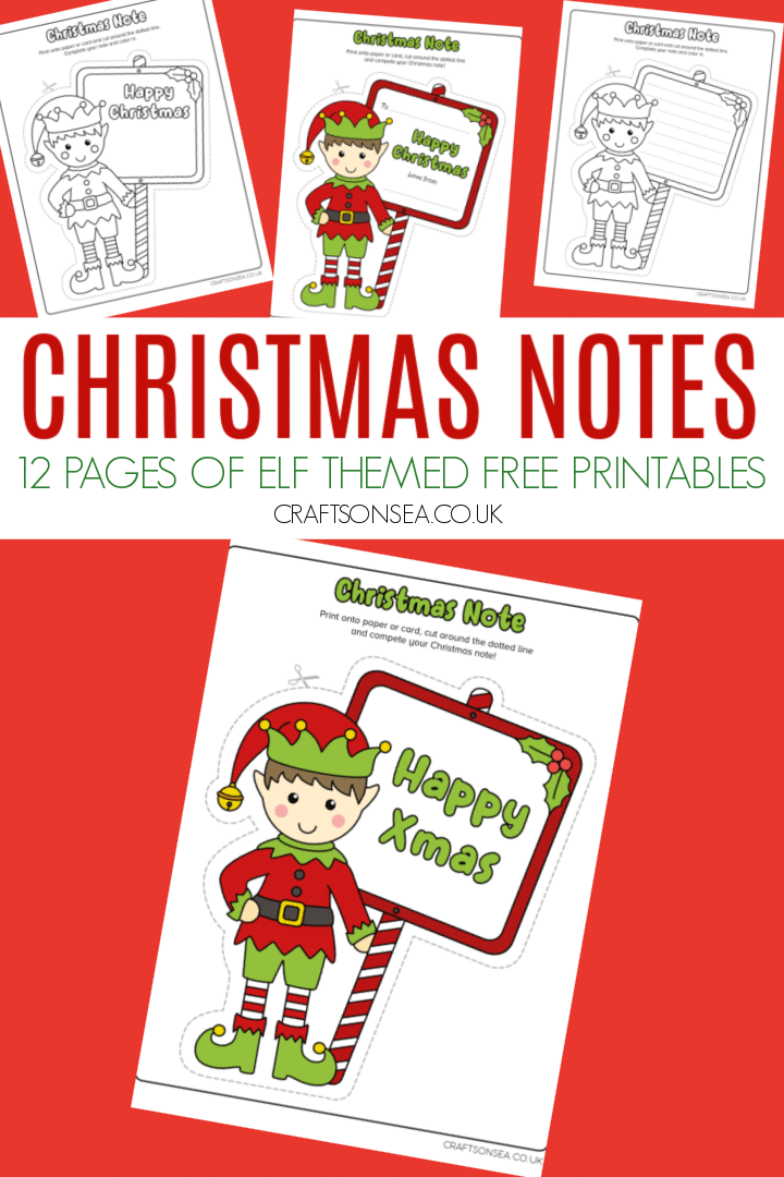 Printable Christmas Notes Elf Design With 12 FREE Pages Crafts On Sea