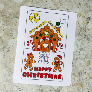 gingerbread house card to color free printable for kids
