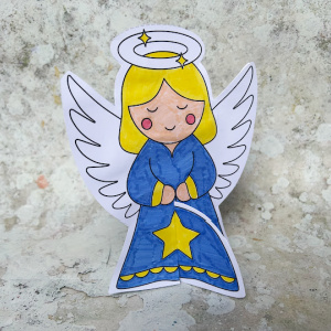 free printable angel christmas card for kids