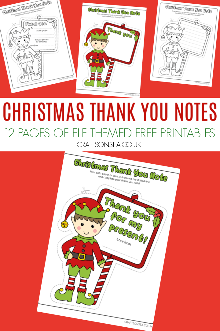 christmas thank you notes free printable