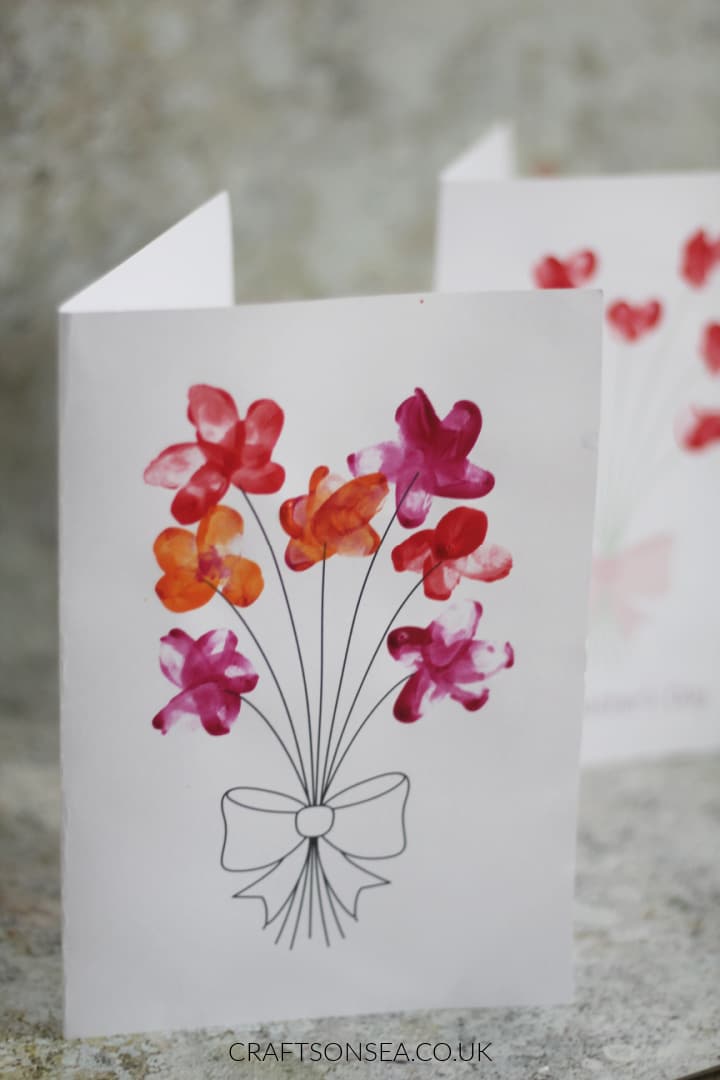 Fingerprint Mothers Day Cards flowers