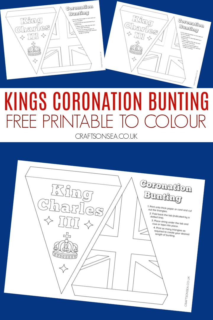 Free Printable Kings Coronation Bunting to colour in