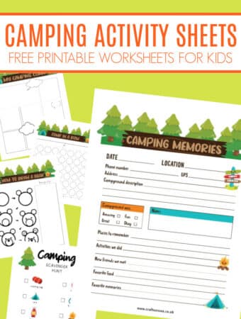 Free printable camping worksheets PDF for kids including scavenger hunt and camping games