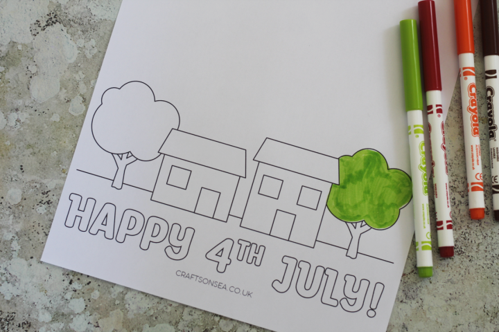 4th of July Fireworks Craft free printable to color