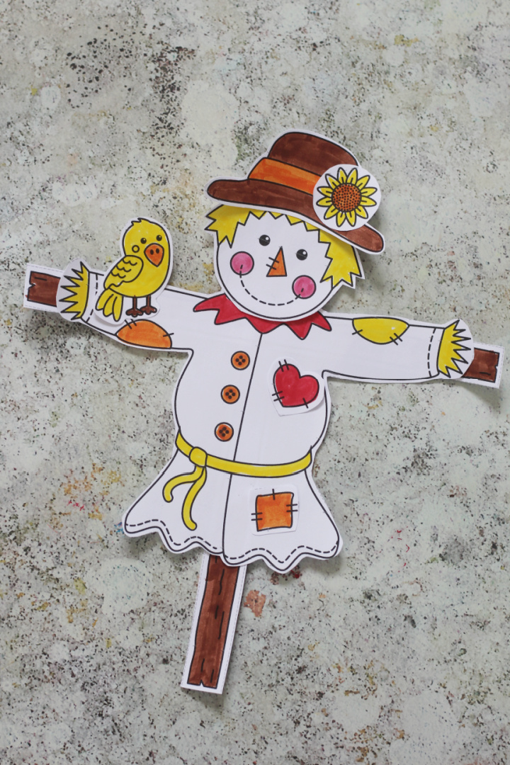 free printable cut and paste scarecrow craft