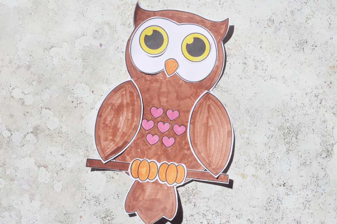 finished cut and paste owl craft for kids