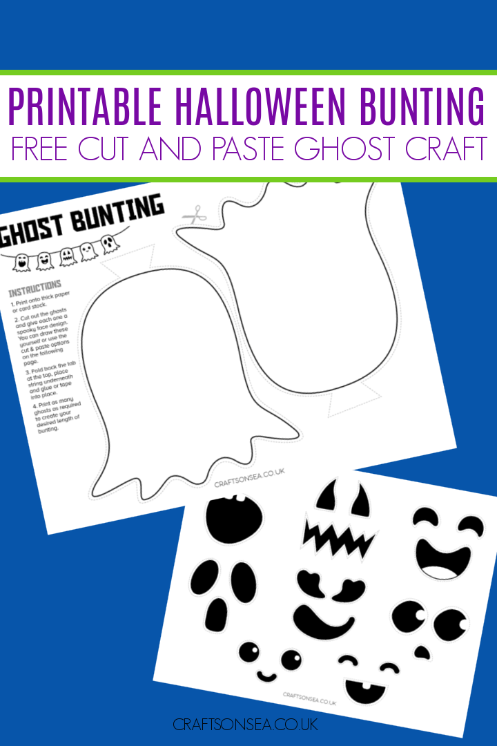 Free Printable Halloween Bunting ghost cut and paste