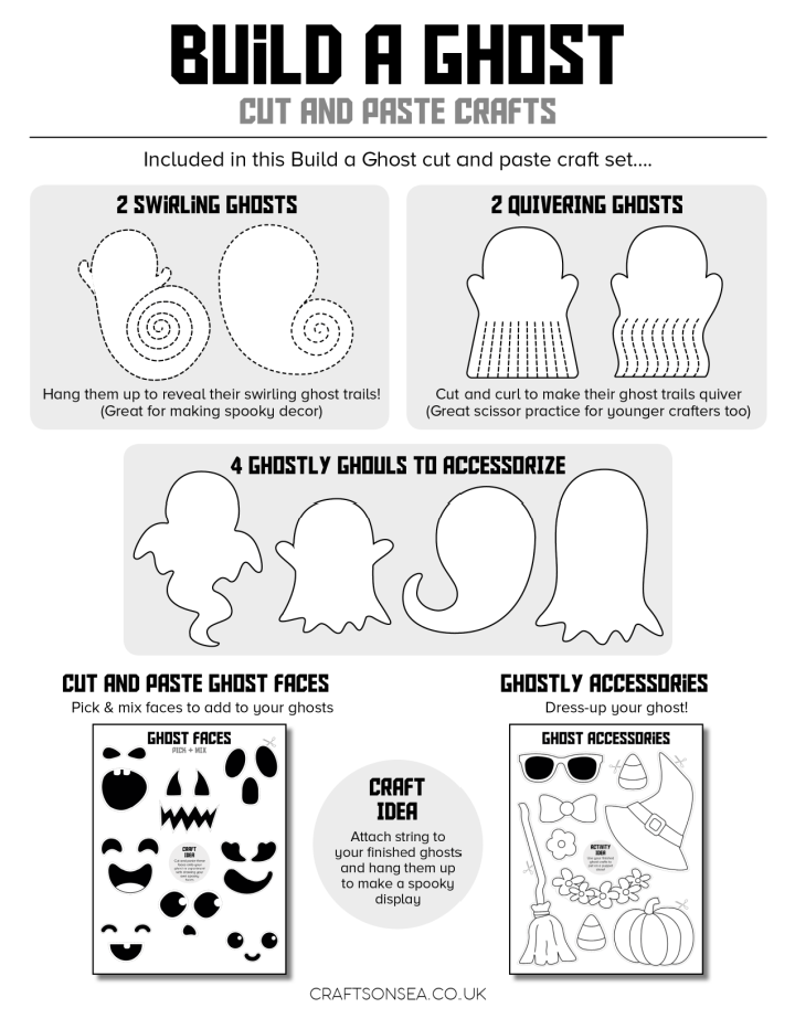 ghost cut and paste craft free printable