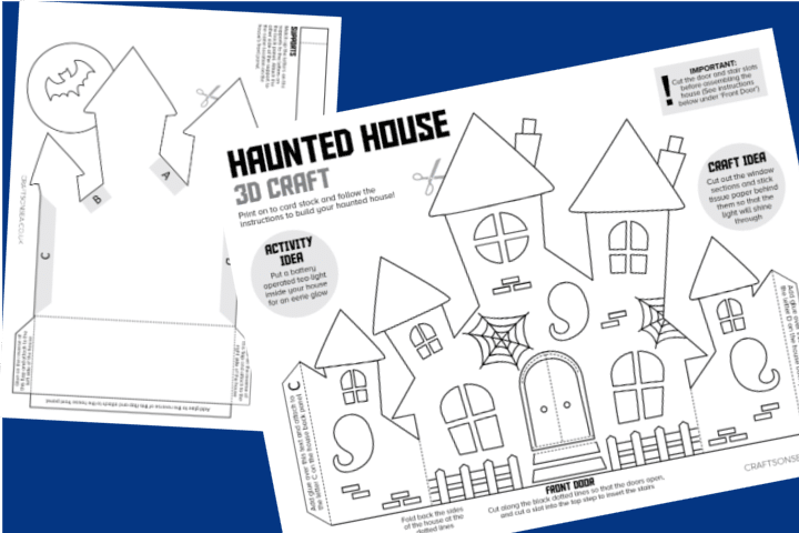 3D Haunted House Template FREE Printable Craft Crafts On Sea