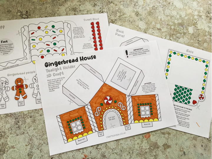 gingerbread house craft to color
