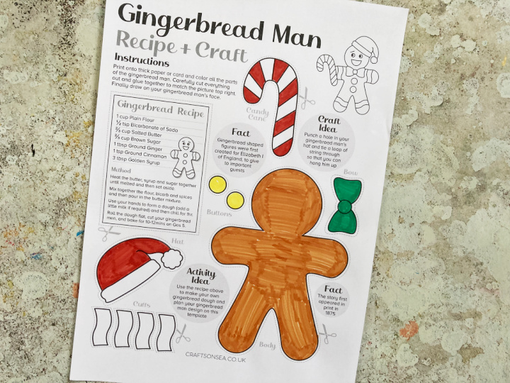 gingerbread man craft to color