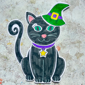 cut and paste halloween witch's cat craft