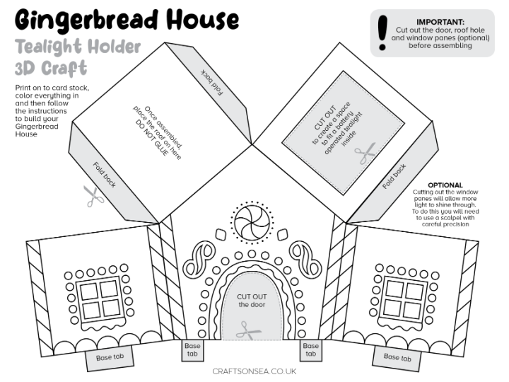 paper gingerbread house craft template