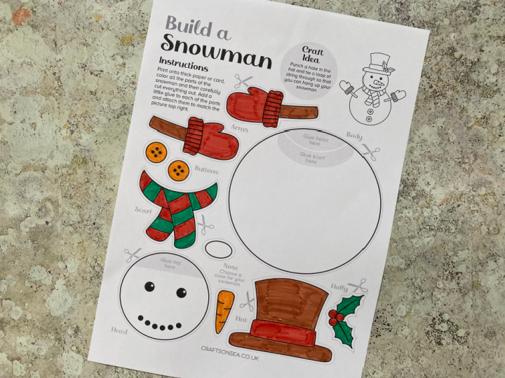 build a snowman craft coloring