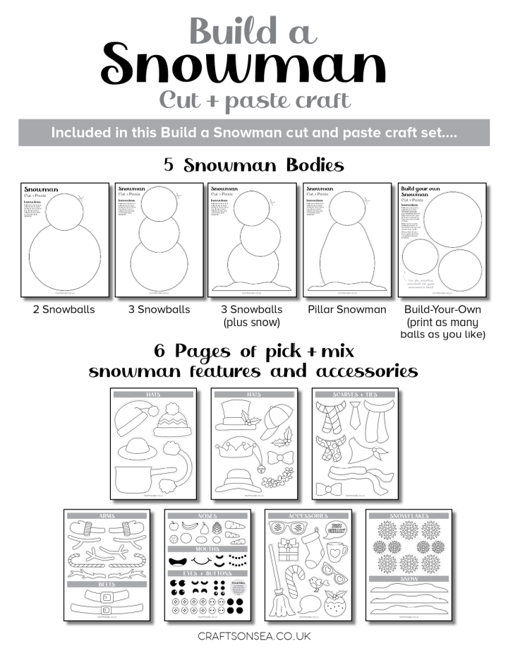 build a snowman cut and paste craft