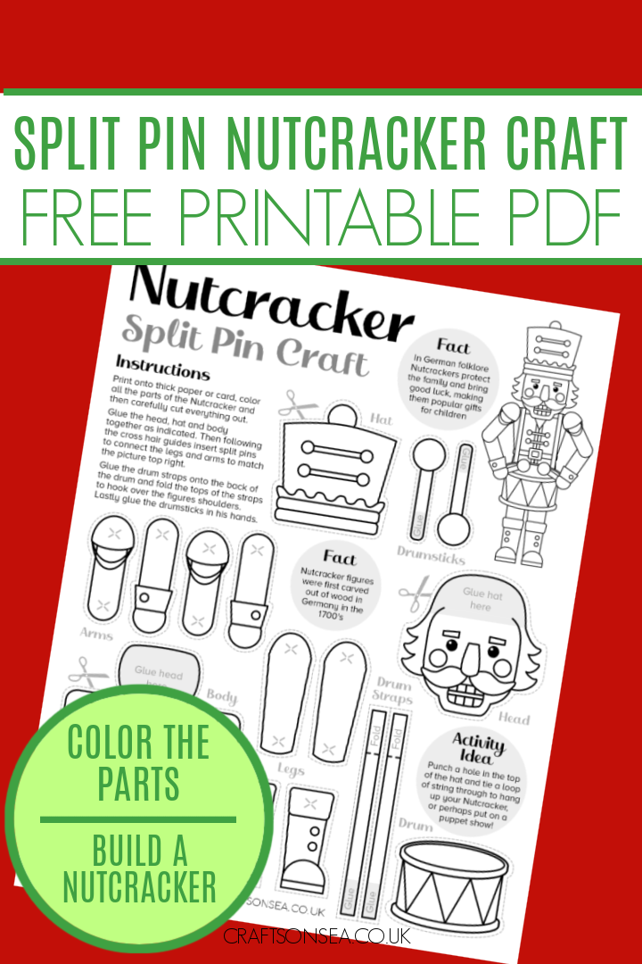 nutcracker craft free printable split pin 