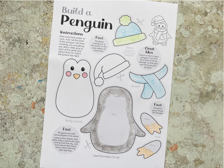 penguin craft to color