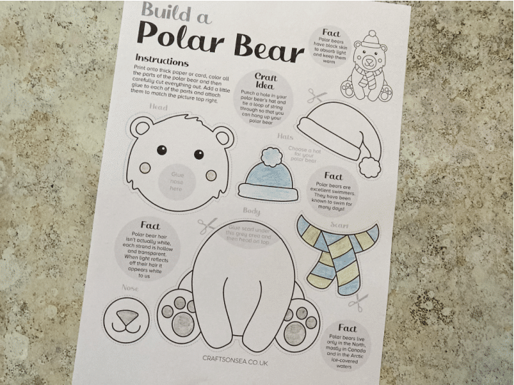 polar bear craft to color