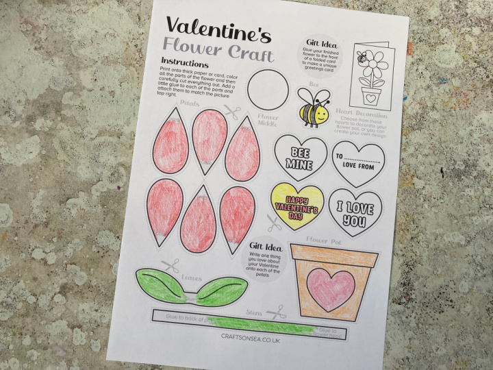 valentines flower craft color in