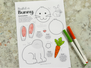 build a bunny printable craft colored in with marker pens