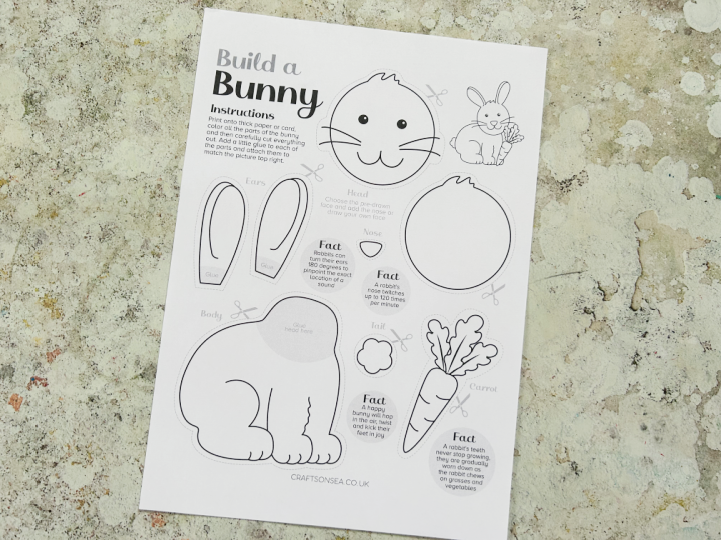 build a bunny template for kids cut and paste craft