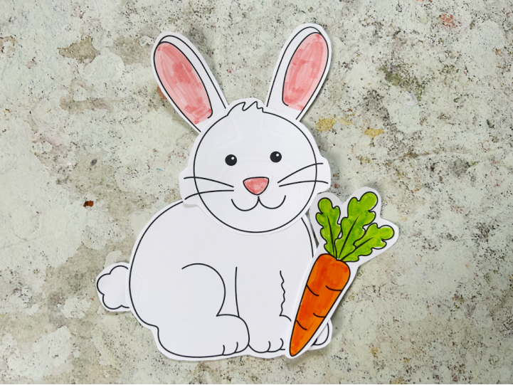 cut and paste bunny craft for kids with a carrot