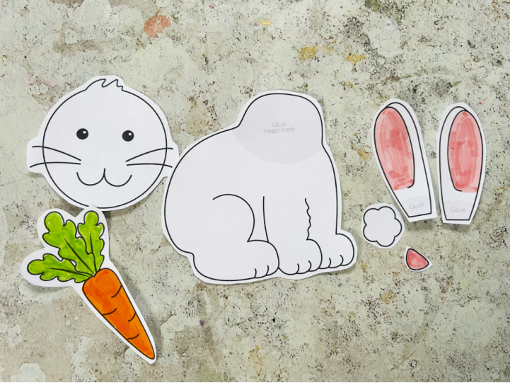 cut out bunny craft for kids to make for spring Easter or pets topics