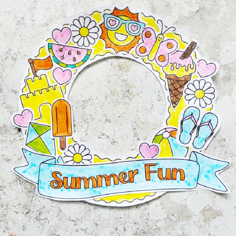 printable summer wreath craft for kids