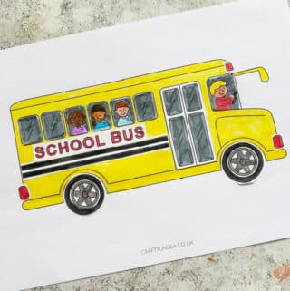 Cut and paste school bus craft printable for kids