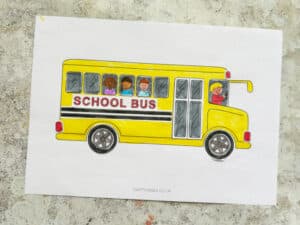 Finished printable school bus cut and paste craft