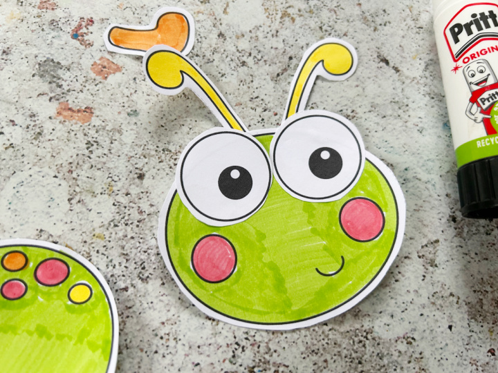 assembling the face for a caterpillar craft