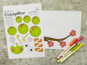 colored in build a caterpillar craft printable