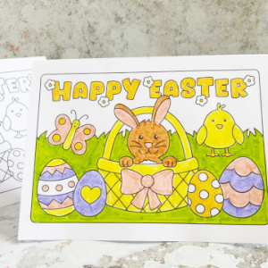 free printable easter card for kids to color in