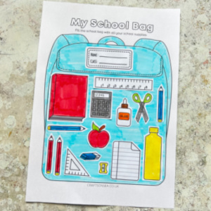 free printable my school bag back to school activity