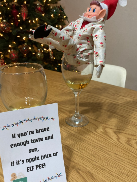 apple juice wee funny elf ideas for kids