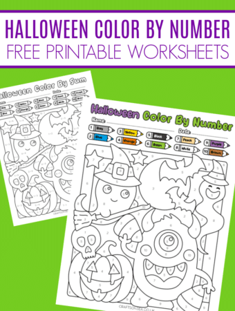 Free halloween color by number printables for kids