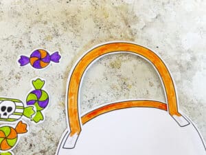 handle for cut and paste trick or treat bag craft