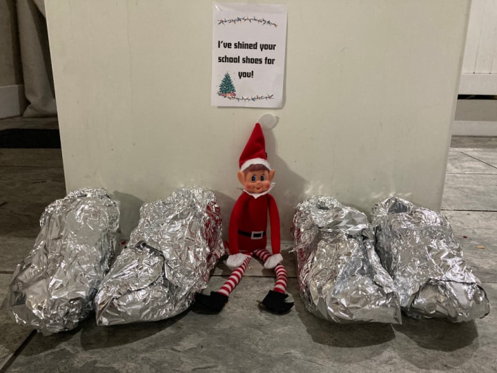 quick Christmas elf idea shining school shoes