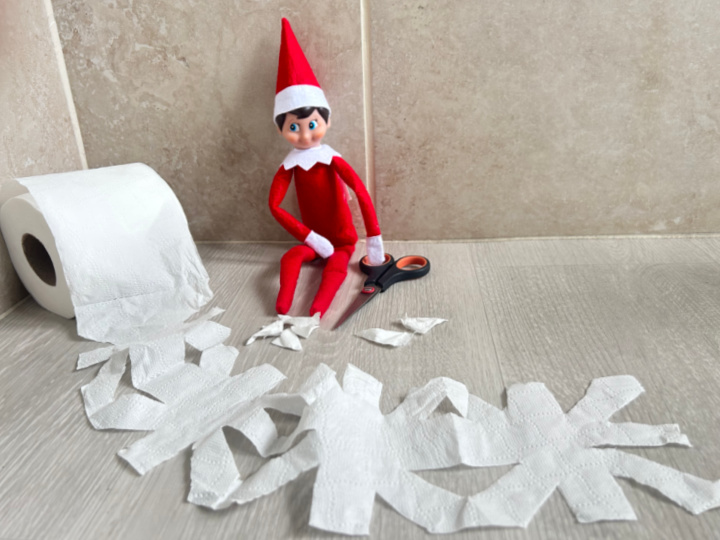 elf on the shelf toilet roll snowflakes idea