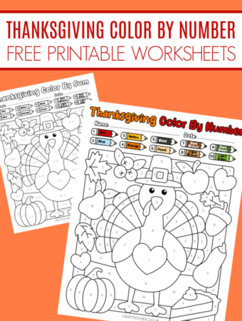 thanksgiving color by number and color by sum printables for kids