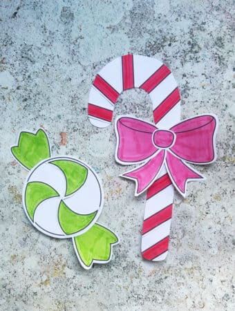 Printable candy cane craft for kids made with free cut and paste template