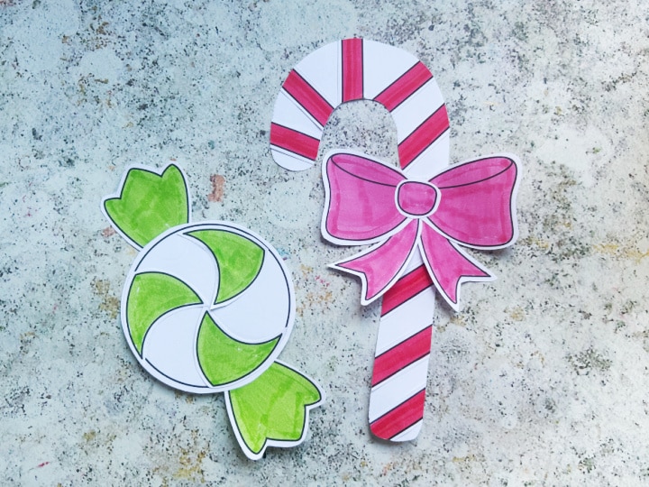 Easy printable candy cane craft finished