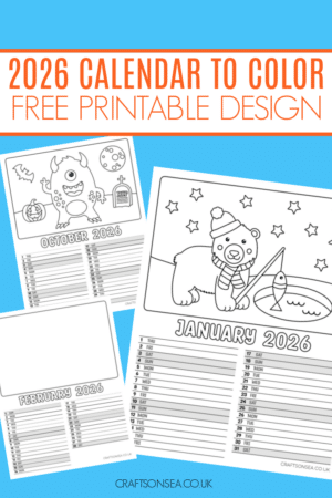 Free 2026 Printable Calendar For Kids To Color - Crafts on Sea