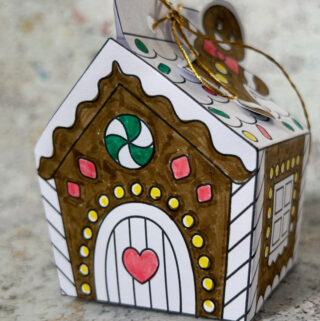 free printable gingerbread house gift box Christmas craft for kids