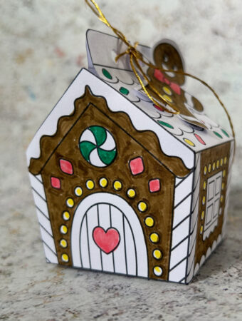 free printable gingerbread house gift box Christmas craft for kids