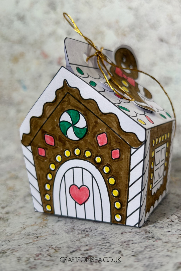 free printable gingerbread house gift box Christmas craft for kids