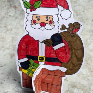 Finished 3D Santa Christmas card kids can make and decorate